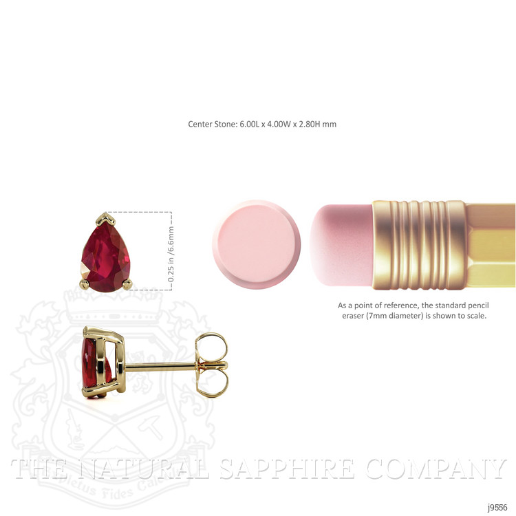 0.90 Ct.Tw. Ruby Studs Earrings, 14K Yellow Gold