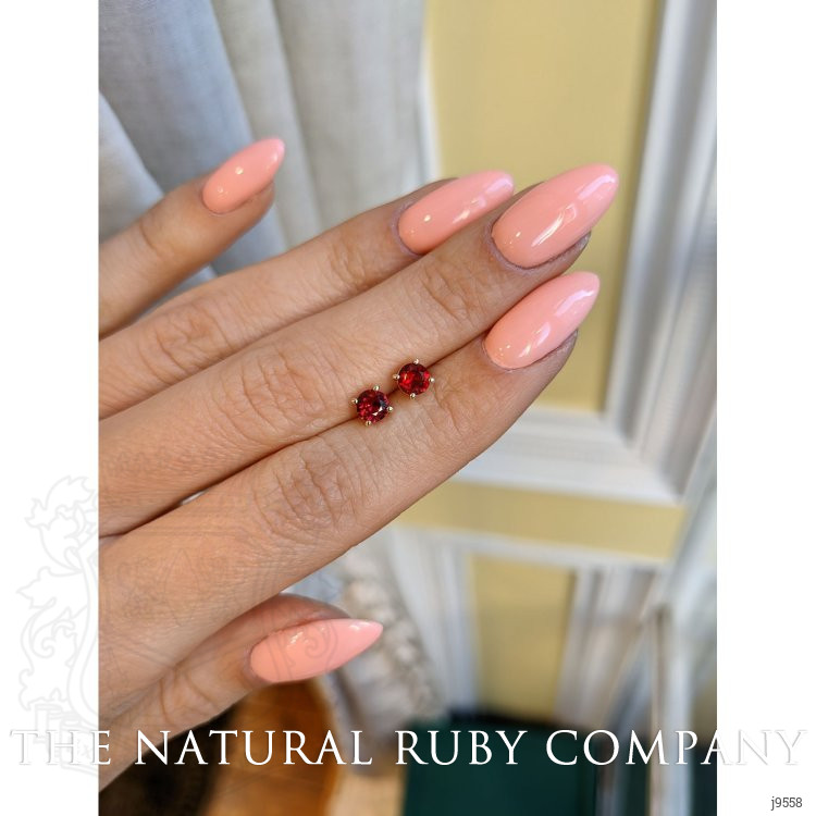 0.95 Ct.Tw. Ruby Studs Earrings, 14K Yellow Gold