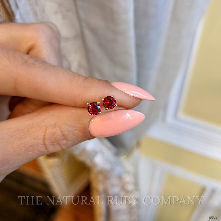 0.95 Ct.Tw. Ruby Studs Earrings, 14K Yellow Gold