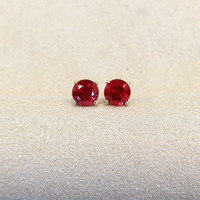 0.65 Ct.Tw. Ruby Studs Earrings, 14K Yellow Gold Life Style