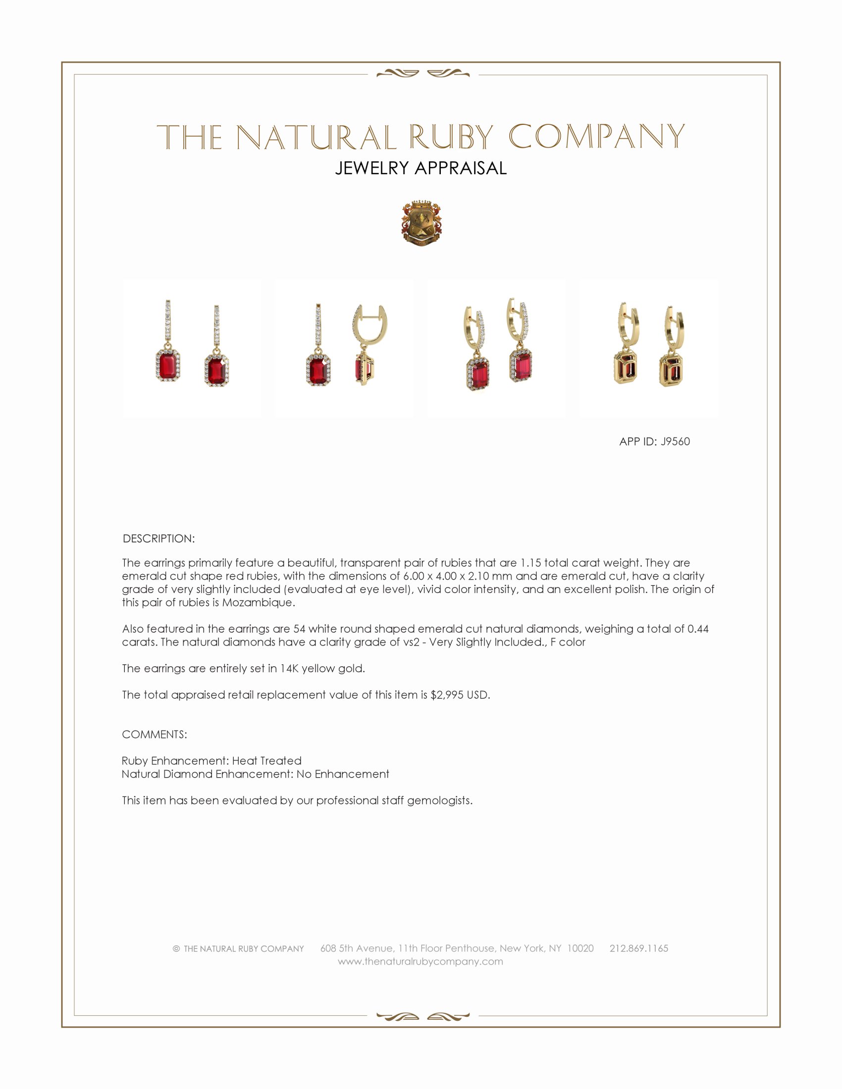1.15 Ct.Tw. Ruby and Natural Diamond Halo Earrings, 14K Yellow Gold