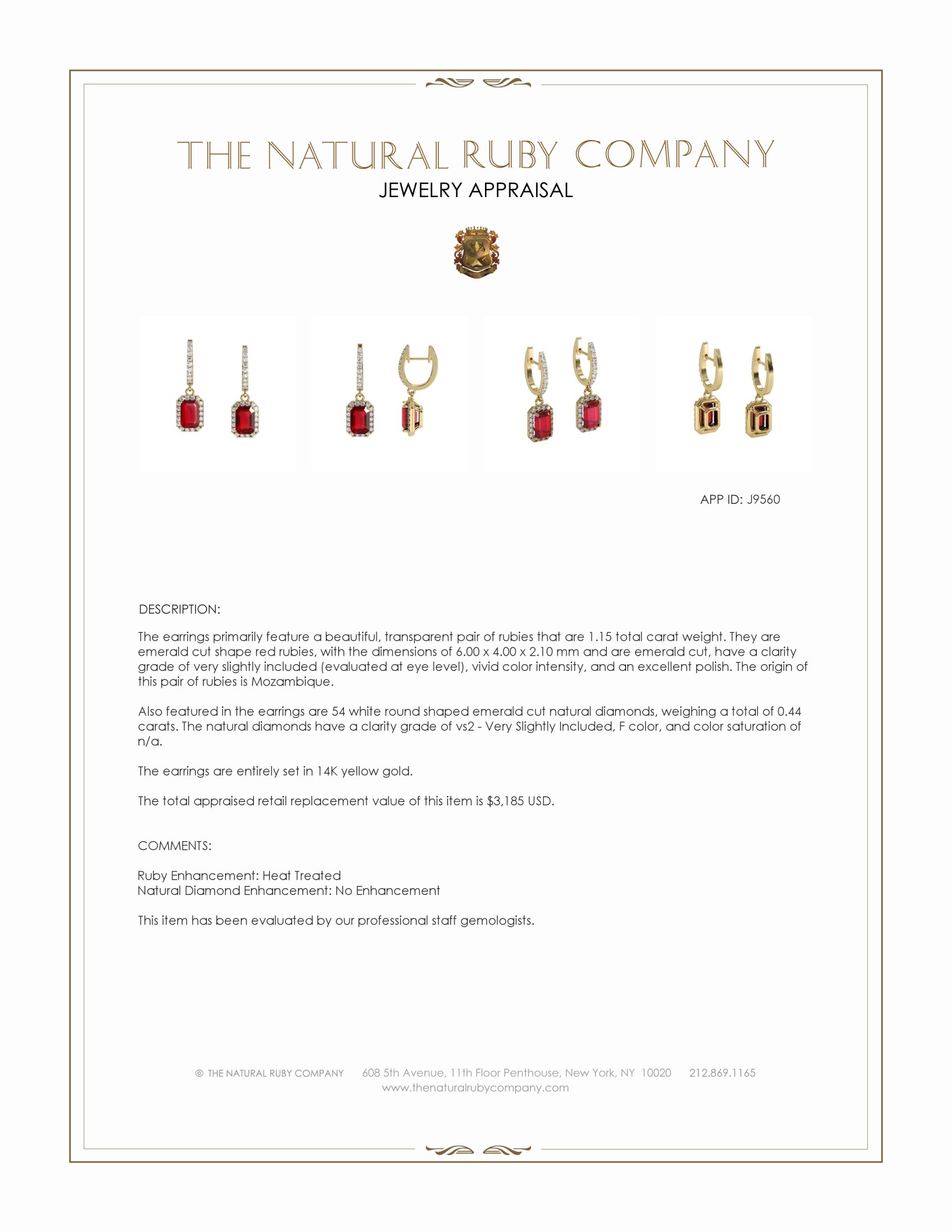 1.15 Ct.Tw. Ruby and Natural Diamond Halo Earrings, 14K Yellow Gold