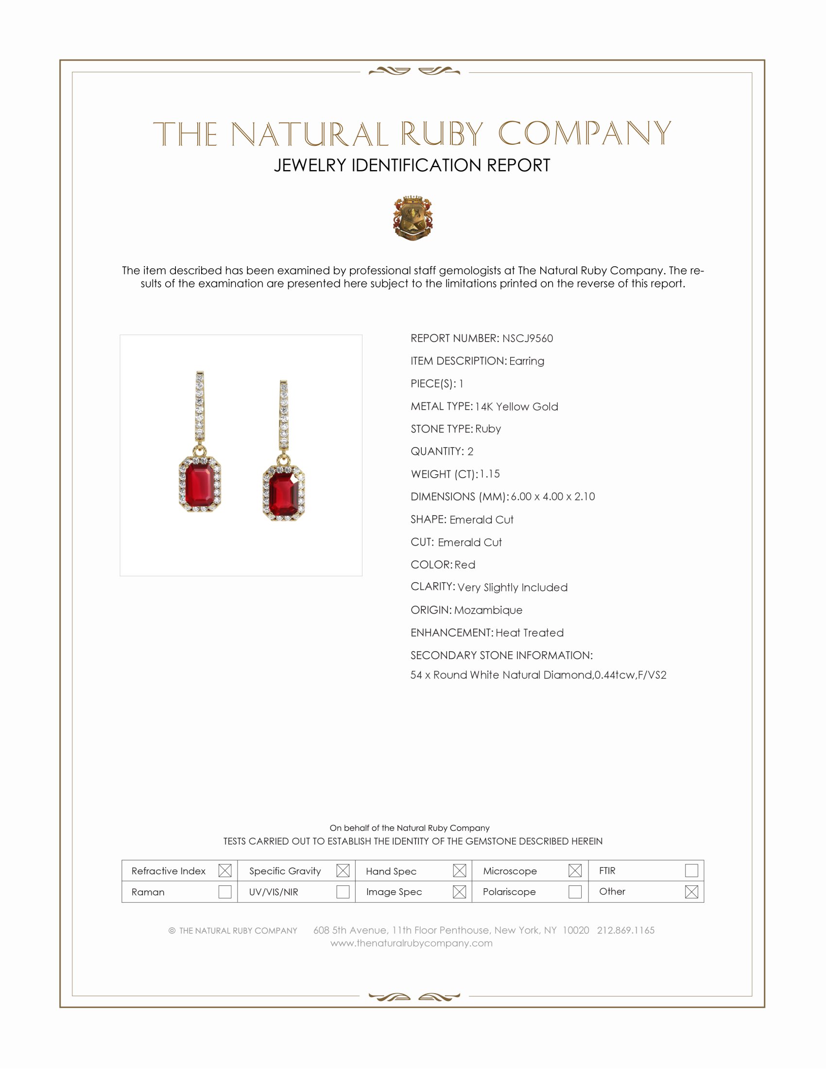 1.15 Ct.Tw. Ruby and Natural Diamond Halo Earrings, 14K Yellow Gold