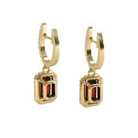 1.15 Ct.Tw. Ruby Natural Diamond Halo Earrings, 14K Yellow Gold Image