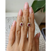 1.15&nbsp;Ct.Tw.Total Carat Weight Ruby and Natural Diamond Halo Earrings, 14K Yellow Gold Life Style