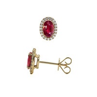 1.25 Ct.Tw. Ruby Natural Diamond Pave Earrings, 14K Yellow Gold Image