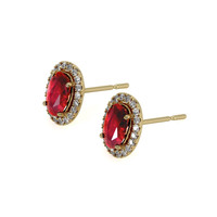 1.25 Ct.Tw. Ruby Natural Diamond Pave Earrings, 14K Yellow Gold Image