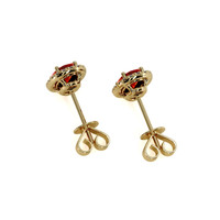 1.25 Ct.Tw. Ruby Natural Diamond Pave Earrings, 14K Yellow Gold Image