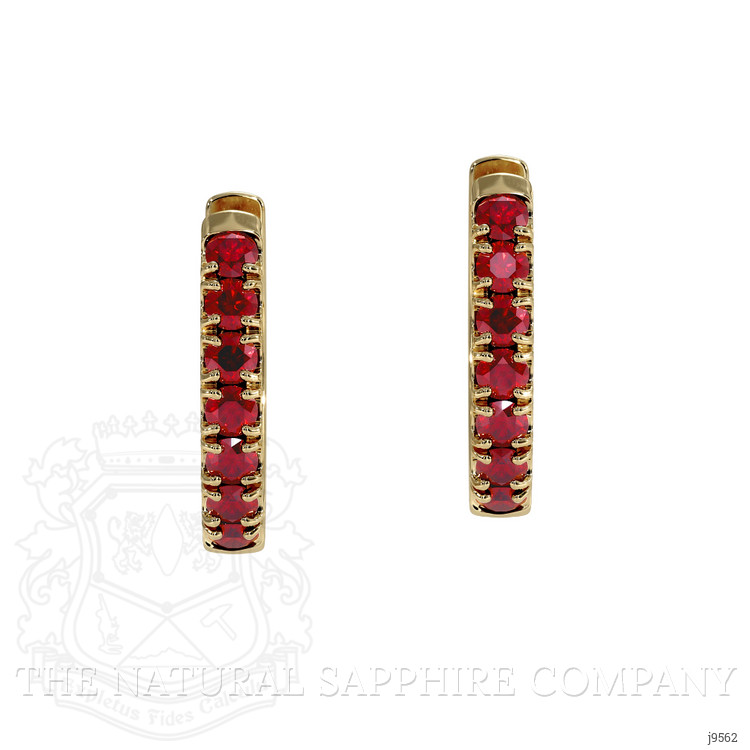 0.44 Ct.Tw. Ruby Hoops Earrings, 14K Yellow Gold