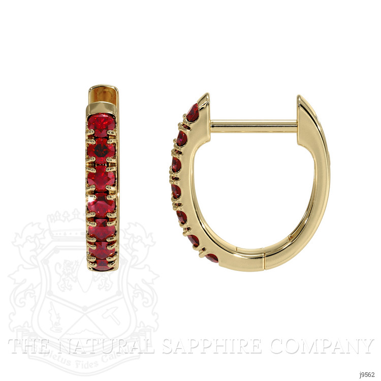 0.44 Ct.Tw. Ruby Hoops Earrings, 14K Yellow Gold