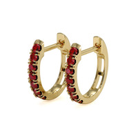 0.44 Ct.Tw. Ruby Hoops Earrings, 14K Yellow Gold Image