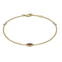 0.09 Ct.Tw. Ruby Natural Diamond Pave Bracelet, 14K Yellow Gold Video