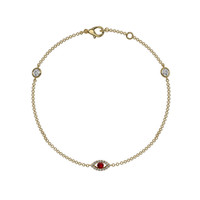 0.09 Ct.Tw. Ruby Natural Diamond Pave Bracelet, 14K Yellow Gold Image