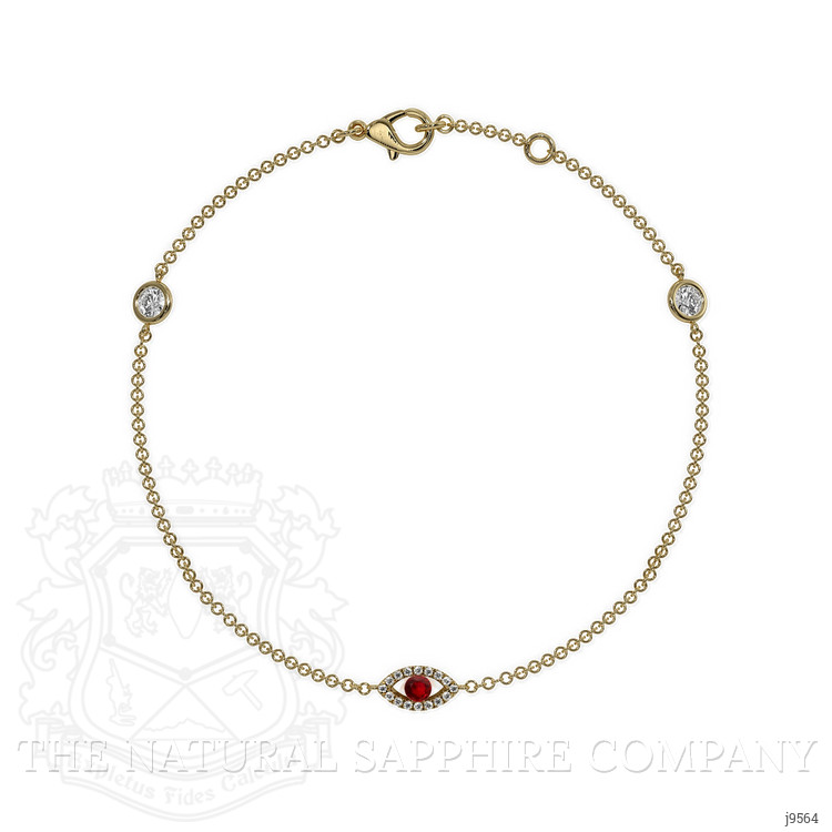 0.09 Ct.Tw. Ruby Natural Diamond Pave Bracelet, 14K Yellow Gold