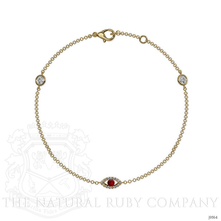 0.09 Ct.Tw. Ruby Natural Diamond Pave Bracelet, 14K Yellow Gold