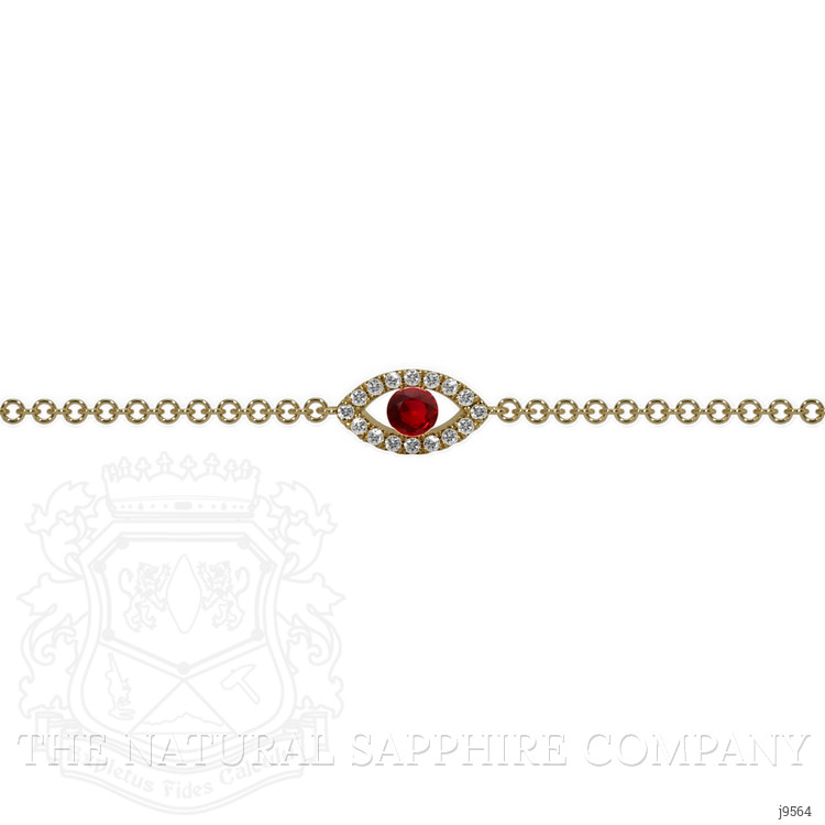 0.09 Ct.Tw. Ruby Natural Diamond Pave Bracelet, 14K Yellow Gold