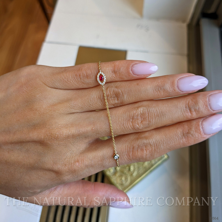 0.09 Ct.Tw. Ruby and Natural Diamond Pave Bracelet, 14K Yellow Gold