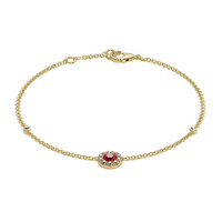 0.14 Ct.Tw. Ruby Natural Diamond Pave Bracelet, 14K Yellow Gold Video