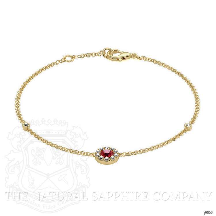 0.14 Ct.Tw. Ruby Natural Diamond Pave Bracelet, 14K Yellow Gold