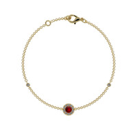 0.14 Ct.Tw. Ruby Natural Diamond Pave Bracelet, 14K Yellow Gold Image