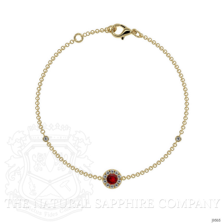 0.14 Ct.Tw. Ruby Natural Diamond Pave Bracelet, 14K Yellow Gold