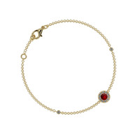 0.14 Ct.Tw. Ruby Natural Diamond Pave Bracelet, 14K Yellow Gold Image
