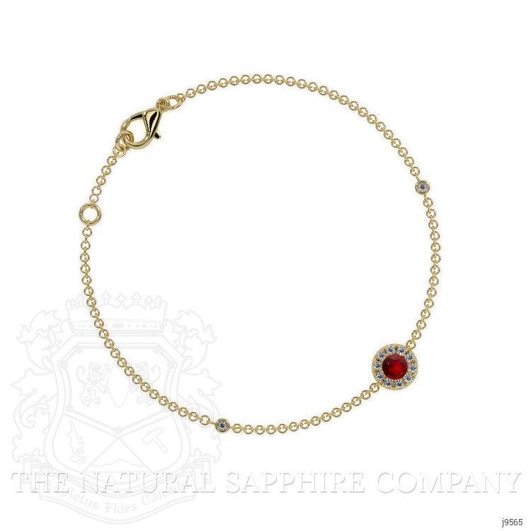 0.14 Ct.Tw. Ruby Natural Diamond Pave Bracelet, 14K Yellow Gold