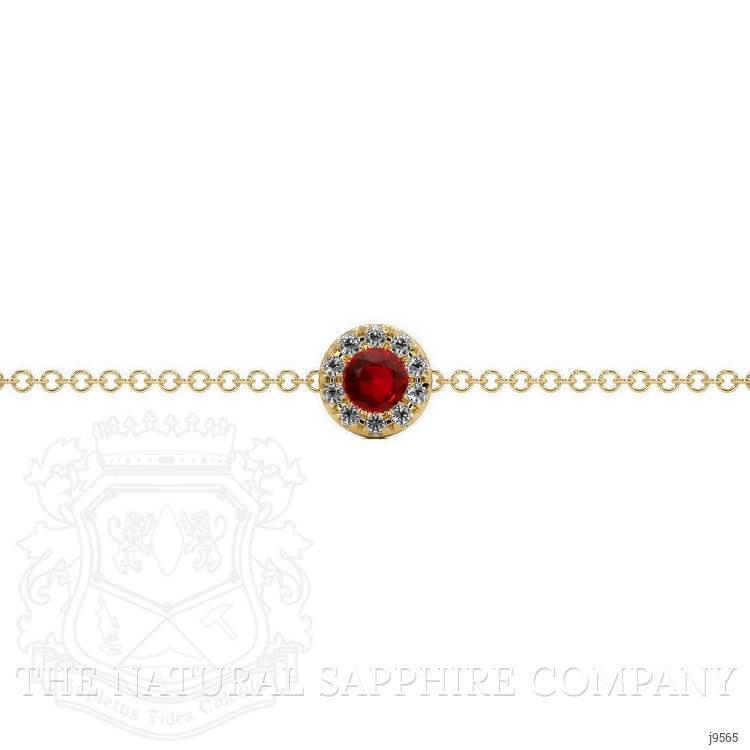 0.14 Ct.Tw. Ruby Natural Diamond Pave Bracelet, 14K Yellow Gold