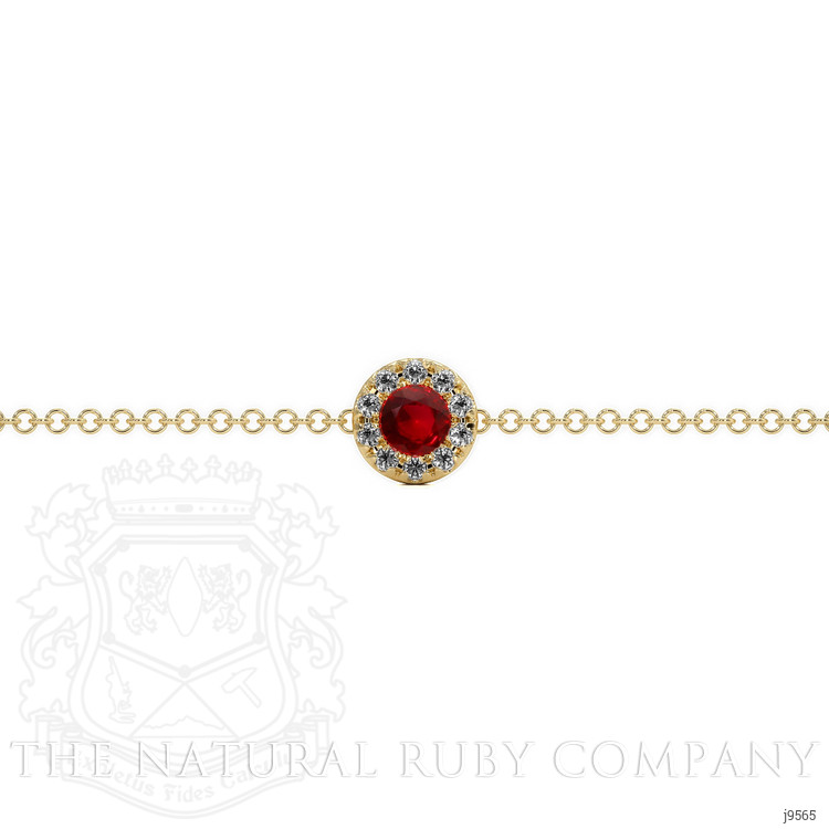 0.14 Ct.Tw. Ruby Natural Diamond Pave Bracelet, 14K Yellow Gold