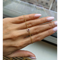 0.14 Ct.Tw.Total Carat Weight Ruby and Natural Diamond Pave Bracelet, 14K Yellow Gold Life Style