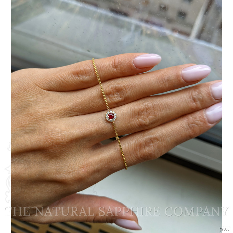 0.14 Ct.Tw. Ruby and Natural Diamond Pave Bracelet, 14K Yellow Gold