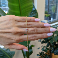 0.14&nbsp;Ct.Tw.Total Carat Weight Ruby and Natural Diamond Pave Bracelet, 14K Yellow Gold Life Style