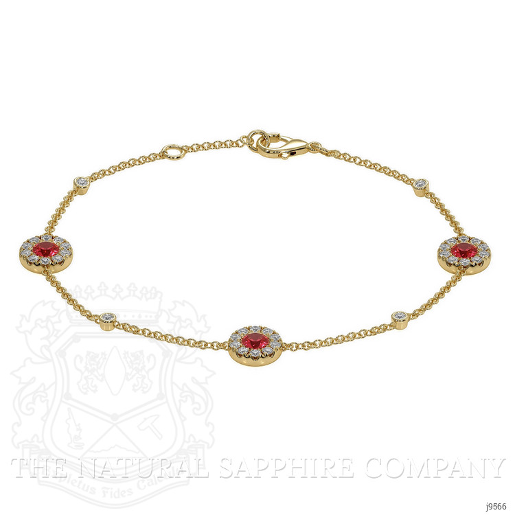 0.46 Ct.Tw. Ruby Natural Diamond Pave Bracelet, 14K Yellow Gold