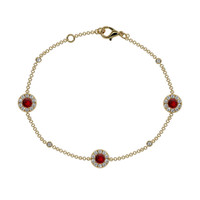 0.46 Ct.Tw. Ruby Natural Diamond Pave Bracelet, 14K Yellow Gold Image