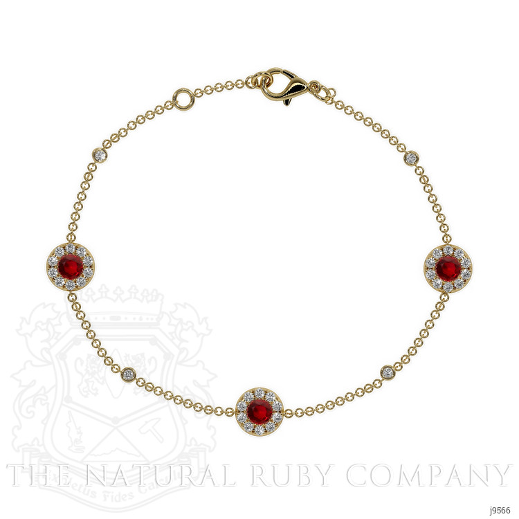 0.46 Ct.Tw. Ruby Natural Diamond Pave Bracelet, 14K Yellow Gold