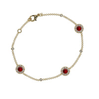 0.46 Ct.Tw. Ruby Natural Diamond Pave Bracelet, 14K Yellow Gold Image