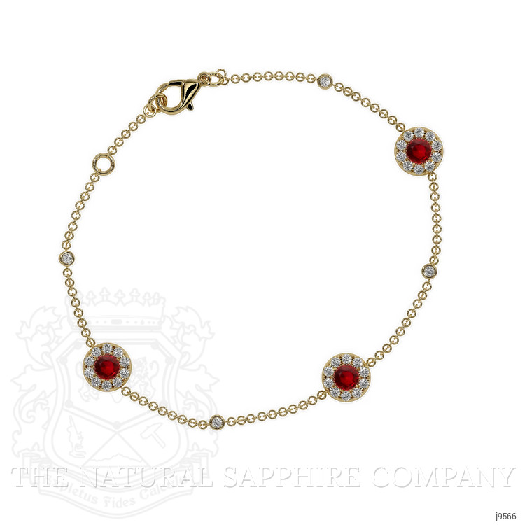 0.46 Ct.Tw. Ruby Natural Diamond Pave Bracelet, 14K Yellow Gold