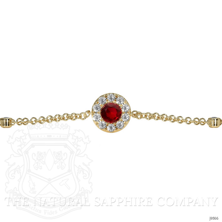0.46 Ct.Tw. Ruby Natural Diamond Pave Bracelet, 14K Yellow Gold