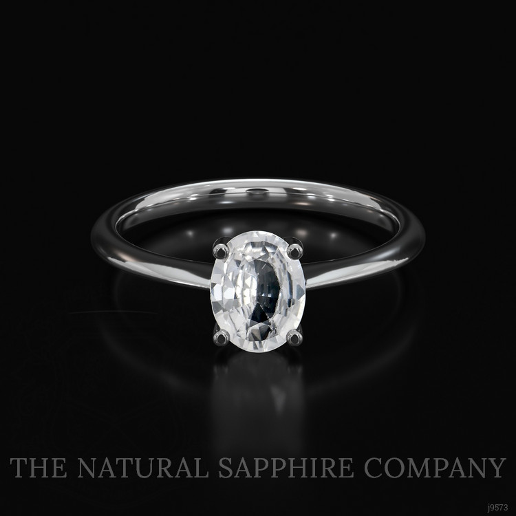 0.73 Ct. White Sapphire Solitaire Ring, 14K White Gold