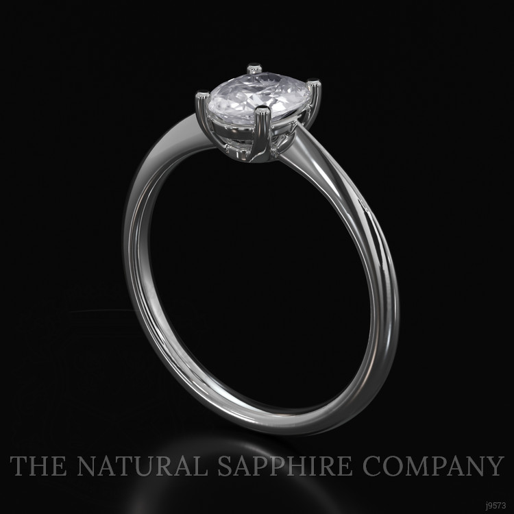 0.73 Ct. White Sapphire Solitaire Ring, 14K White Gold