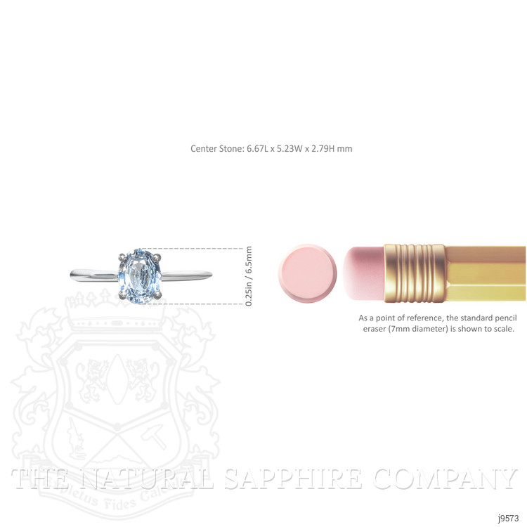 0.73 Ct. White Sapphire Solitaire Ring, 14K White Gold