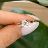 0.73 Ct. White Sapphire Solitaire Ring, 14K White Gold Life Style