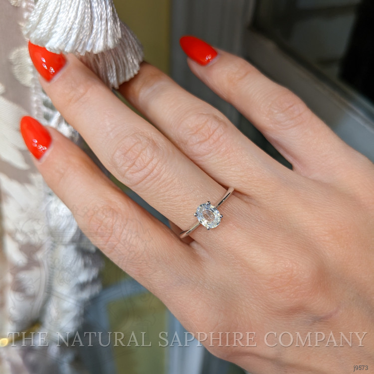 0.73 Ct. White Sapphire Solitaire Ring, 14K White Gold