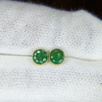 0.73 Ct.Tw.Total Carat Weight Emerald Earrings, 18K Yellow Gold Image