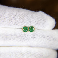 0.73 Ct.Tw.Total Carat Weight Emerald Earrings, 18K Yellow Gold Image