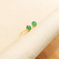 0.73 Ct.Tw. Emerald Studs Earrings, 18K Yellow Gold Image
