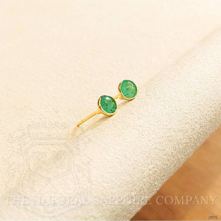 0.73 Ct.Tw. Emerald Studs Earrings, 18K Yellow Gold