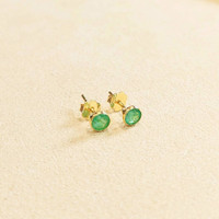 0.73 Ct.Tw. Emerald Studs Earrings, 18K Yellow Gold Image