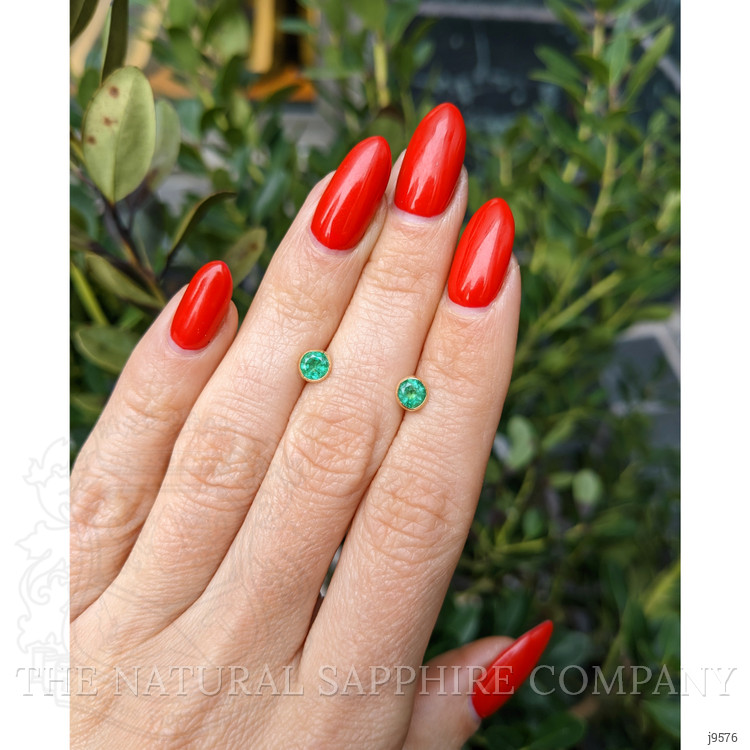 0.73 Ct.Tw. Emerald Studs Earrings, 18K Yellow Gold