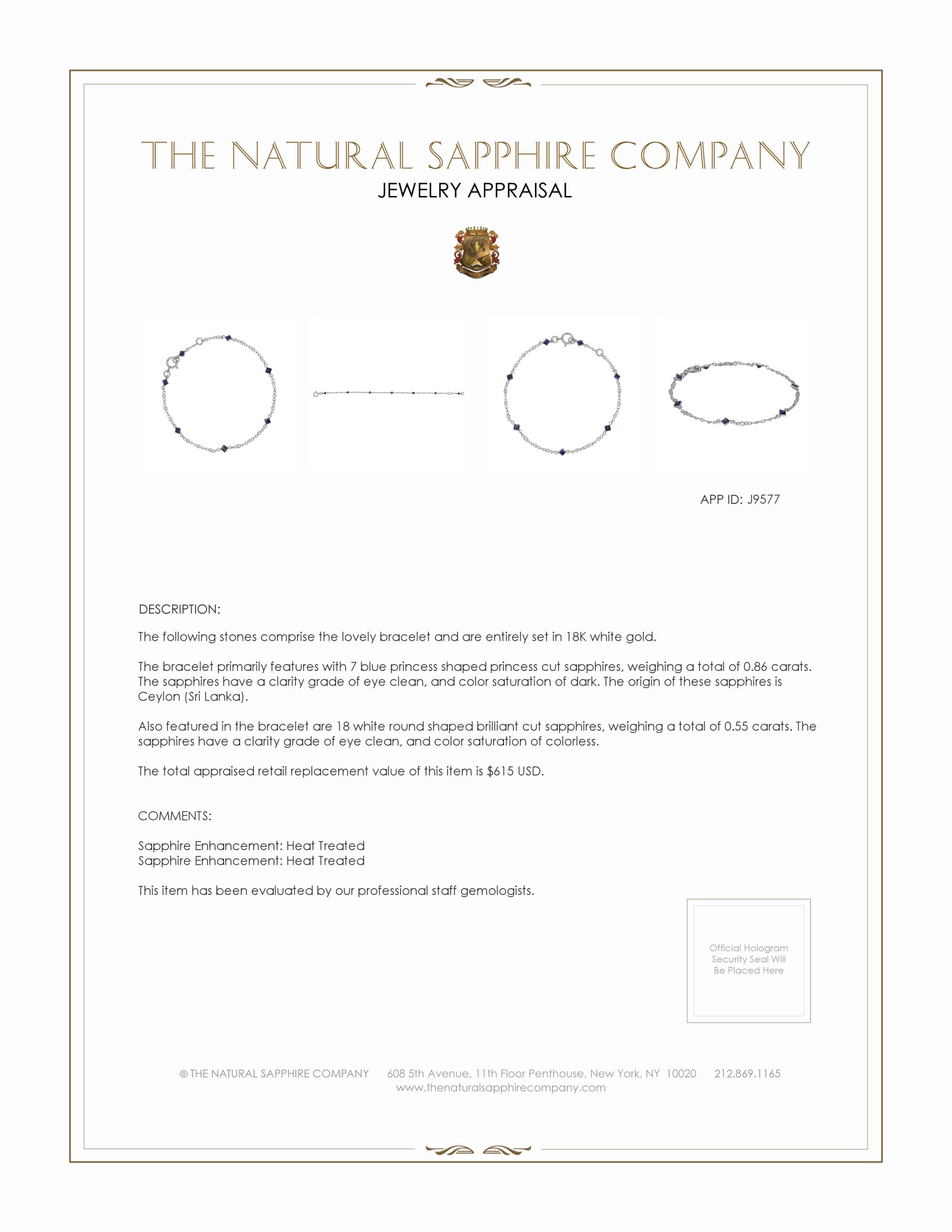 0.86 Ct.Tw. Blue Sapphire and White Sapphire Bezel Bracelet, 18K White Gold